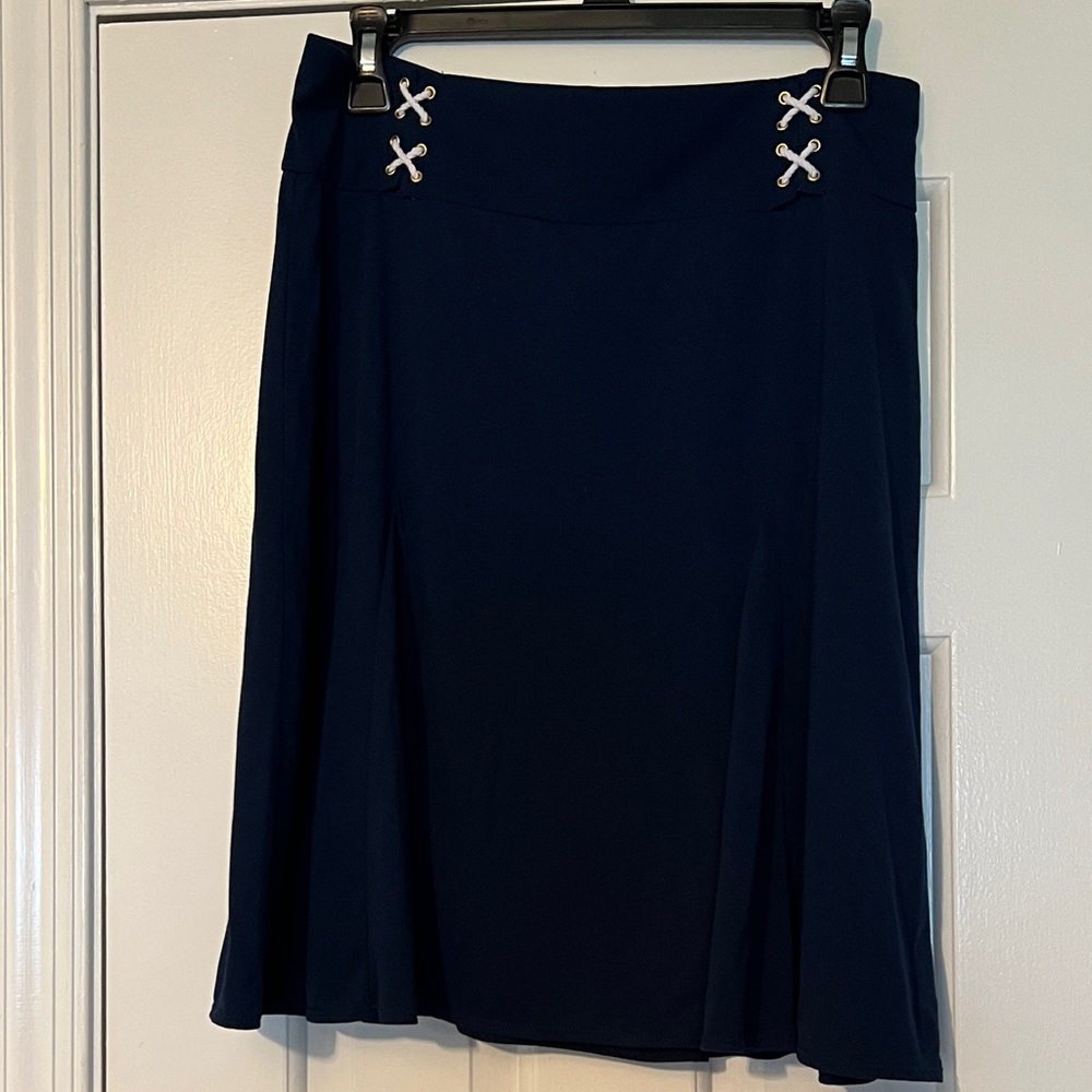 Lauren Ralph Lauren Navy A-Line Skirt with White Details